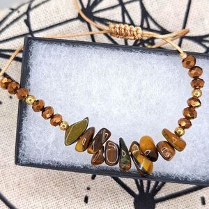 Tiger eye adjustable dainty stone healing bracelet
